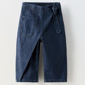 Dark Blue Wrap Denim Pants